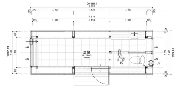 野洲市小篠原の店舗事務所の間取り