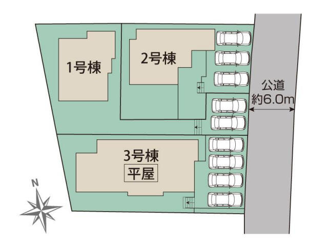 ブルーミングガーデン宇都宮市五代２丁目　新築一戸建ての区画図|宇都宮市五代2丁目3棟区画図