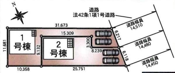 安城市榎前町第5　全2棟・1号棟の区画図|1号棟です。
