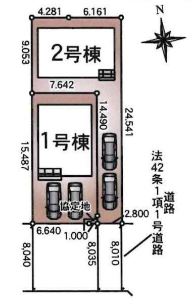 豊田市美里第8　全2棟・2号棟の区画図