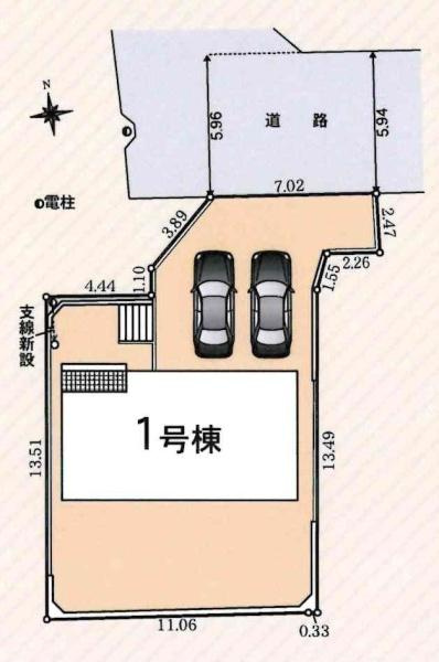 豊田市秋葉町第3　全1棟・1号棟の区画図|1号棟です。