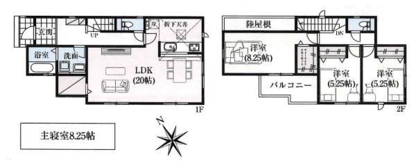幸田町深溝　全2棟・2号棟の間取り|間取り図です