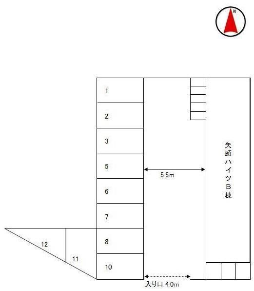 矢頭ハイツB棟の区画図