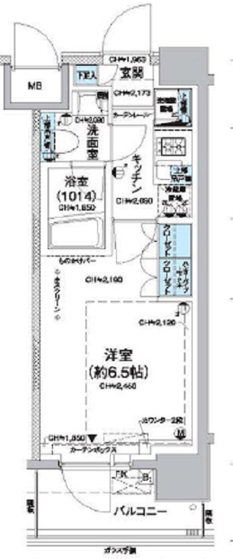 レジディア蒲田Ⅴの間取り|間取り　洋室6.5帖バストイレ別独立洗面台