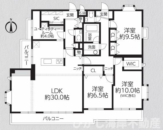 クリオ茅ヶ崎参番館の間取り|南向き　３LDK