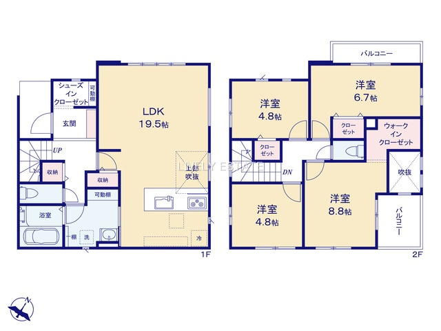 越谷市東越谷10丁目 新築分譲住宅 全2棟 1号棟の間取り