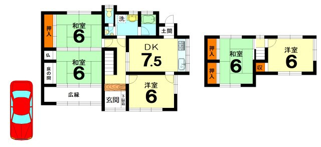 【間取り】 | 河原林町勝林島畑田一戸建 | 5DK