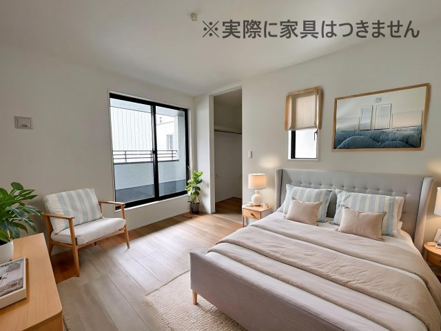 新築戸建・新築建売　郡山市咲田一丁目　桃見台小・第五中の洋室|画像はバーチャルホームステージングの加工による演出で、実際の家具は付きません。