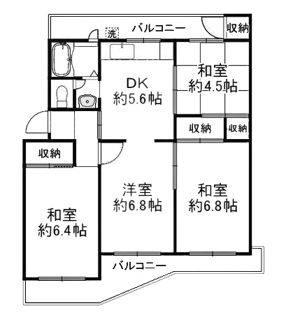 【間取り】 | 南円明寺ヶ丘団地 6棟 | 専有面積61.15㎡