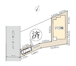 藤沢市善行6丁目　新築戸建　全2棟2号棟の区画図