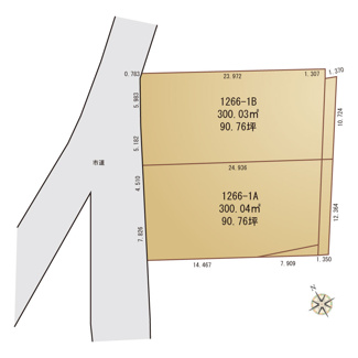【土地図】 | 取手市下高井　敷地面積約90坪　売地　B区画