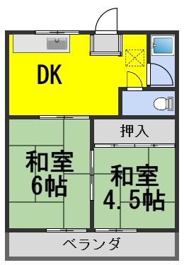 ６６４７４　岐阜市鏡島中一丁目売アパ－トの間取り