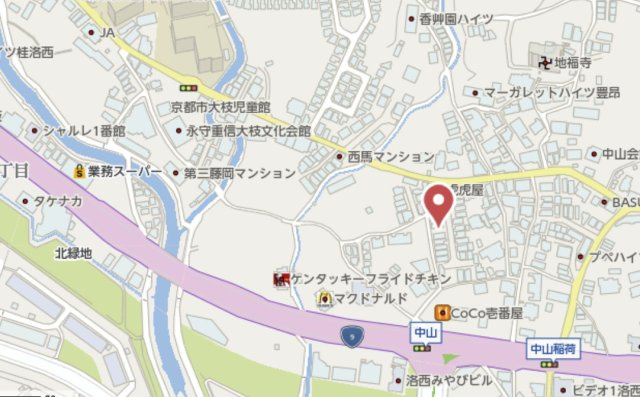 京都市西京区大枝中山町　新築戸建の地図