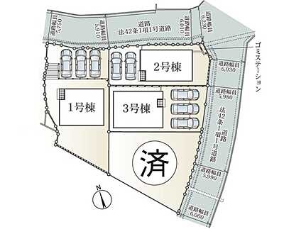 安芸郡海田町三迫２丁目　新築一戸建て(全3棟)の区画図