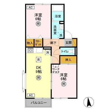 セジュール御堂の上　Aの間取り