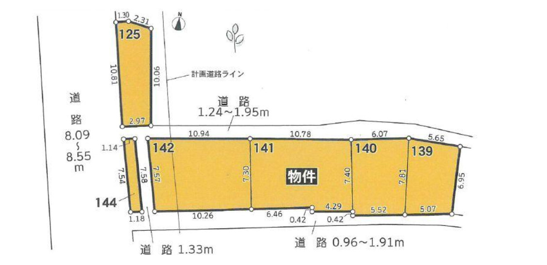常滑市市場町4丁目　売り土地の区画図