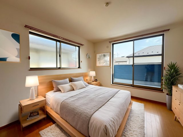 所沢市下富　中古一戸建　～リフォーム完了済～の寝室|2F洋室7.5帖（家具はCG画像での表示になります）
