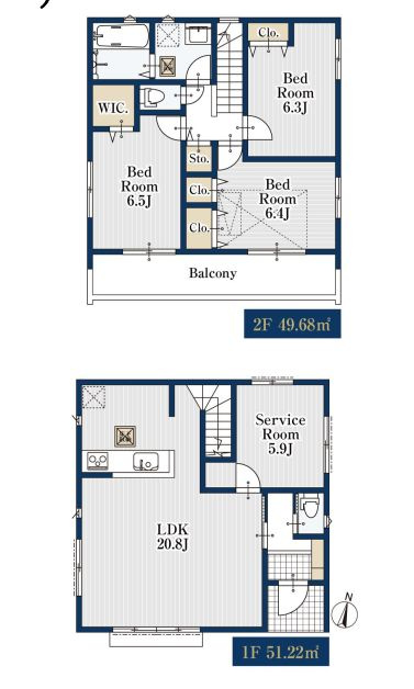 仲介手数料無料　ミラスモ所沢市向陽町02182・新築全3棟オール電化の間取り