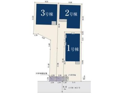 仲介手数料無料　ミラスモ所沢市向陽町02182・新築全3棟オール電化の区画図