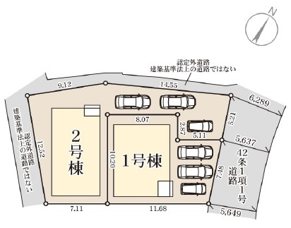 宜野湾市赤道（全2棟）ラスト1号棟の区画図|1号棟　