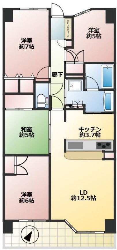 ブランシエラ彩の森公園の間取り|11階建て6階部分、4LDKの間取りです。