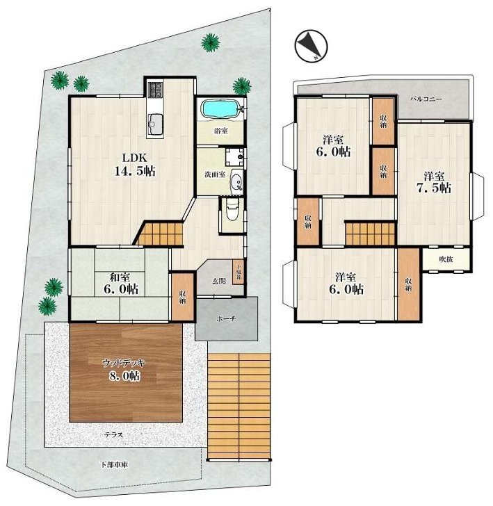 招提元町3丁目　中古一戸建ての間取り|間取り図はいかがですか？ご希望を叶える間取りですか？リビングの広さは？水回りの位置は？カウンターキッチン？など色々な情報が集約されています。弊社ではリフォームなどのご相談も承っております。