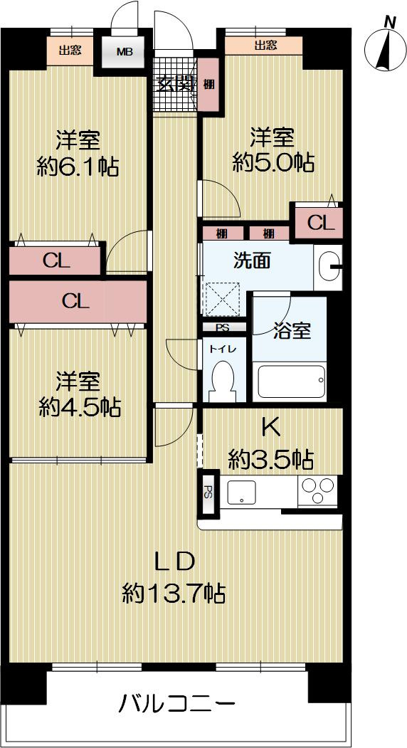 コスモ北野白梅町の間取り