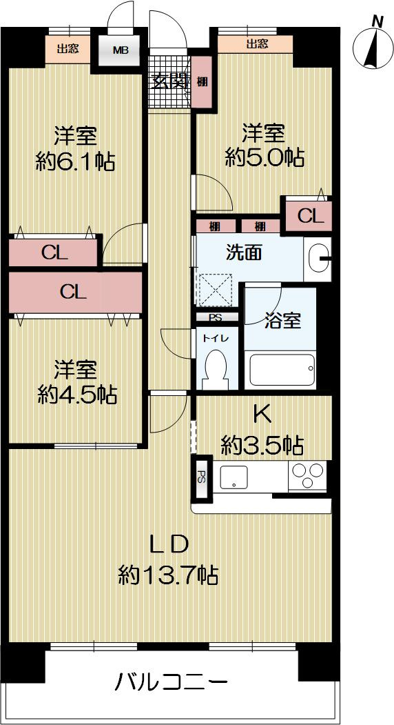 コスモ北野白梅町の間取り