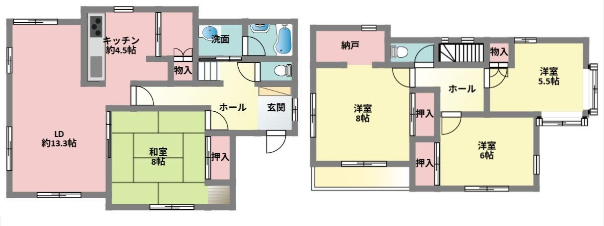 鴻巣市中央　リフォーム戸建の間取り