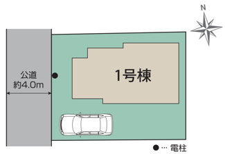 【区画図】 | 【仲介手数料無料！！】日野市落川　新築戸建て（全1棟）1号棟　5280万円 | 土地：117.64㎡（35.58坪）