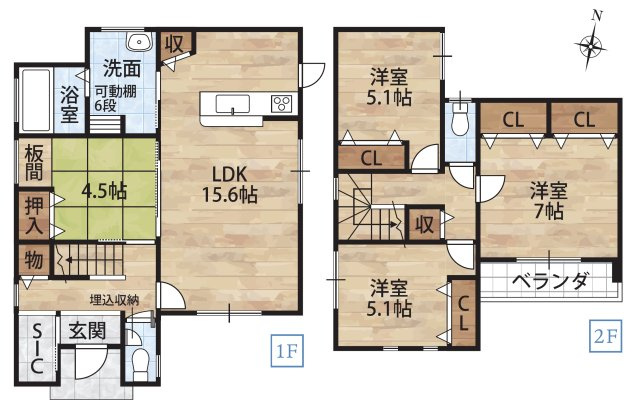 中三谷1区画・新築戸建の間取り