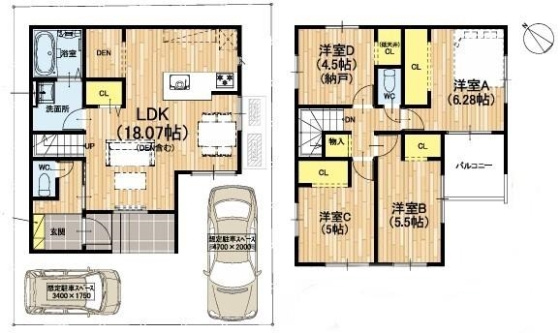 野洲市栄　新築戸建の間取り