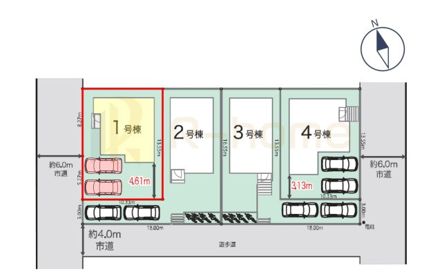龍ケ崎市久保台2丁目第1期　新築戸建て　1号棟の区画図|大きなお買い物だからこそ、メリット・デメリットを伝えさせて頂きます。
R-homeにお任せください♪