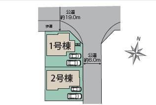 厚木市鳶尾2丁目　新築戸建　全2棟1号棟の区画図
