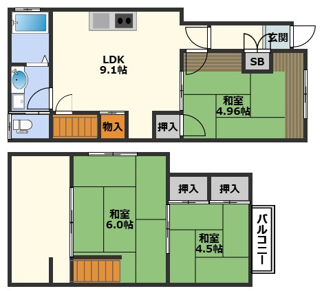 連棟　中崎1-6-26の間取り