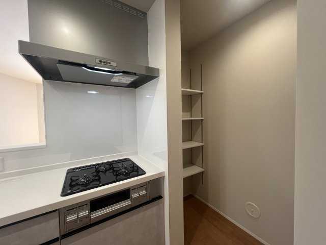 電車好きにはたまらない！バルコニーから電車を見下ろせる【金沢区片吹新築戸建】のキッチン|きれいなキッチンです