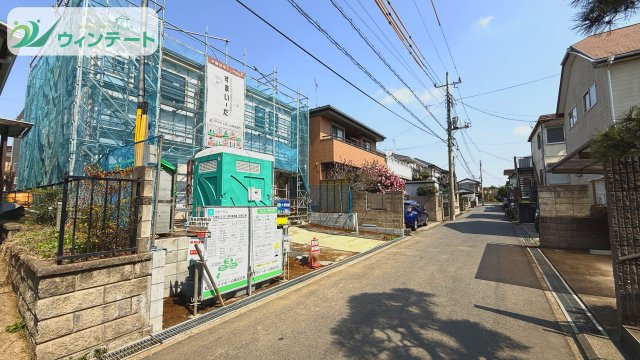 牛久市神谷1丁目01期　新築戸建　1号棟の前面道路含む現地写真|前面道路は交通量が少なく子供の通学にも安心の道路です♪ぜひ現地でご体感ください！