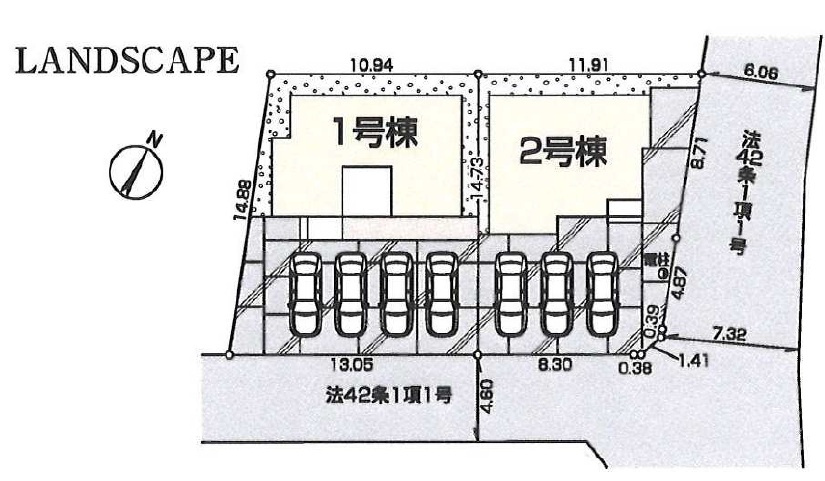 青梅市木野下2丁目　全2棟の区画図