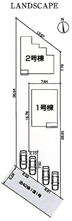 瑞穂町箱根ケ崎池廻り第4　全2棟　1号棟の区画図|区画図です