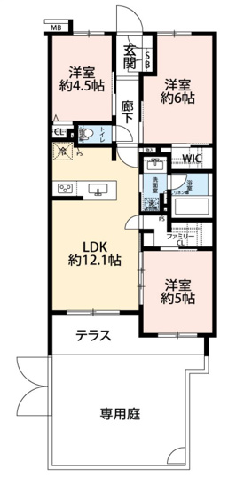 【間取り】 | ベルジュール町田中町 | 3LDKは、リビングダイニングキッチンと3つの居室がある間取り。ファミリー層に非常に人気の高い間取りで、広々としたリビングで家族団らんを楽しみ、個室でプライベートな時間も確保できるのが大きな魅力です。