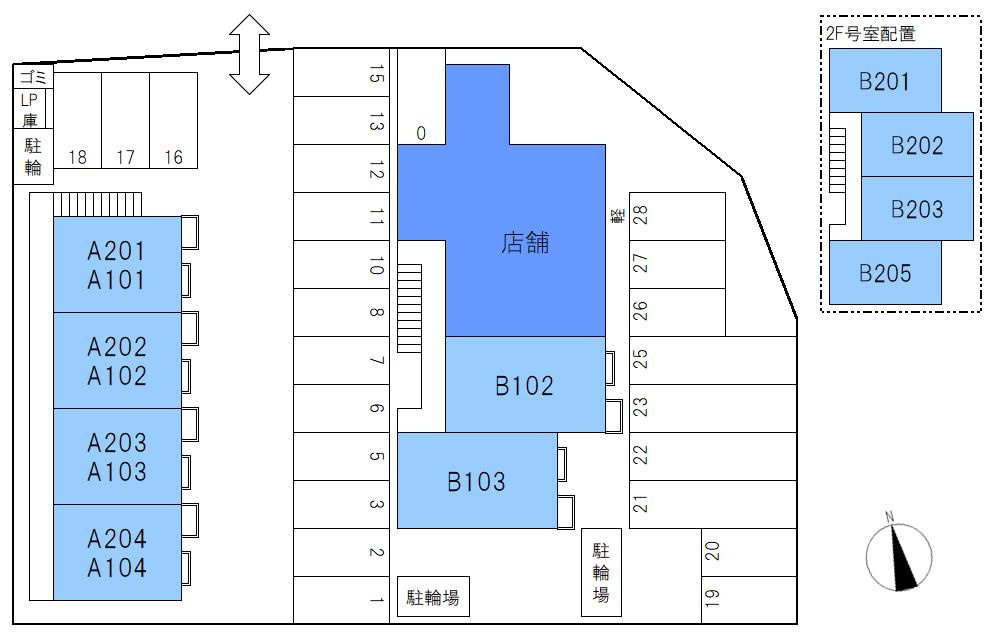 湖南市吉永の店舗一部の区画図