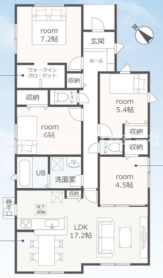 【間取り】 | 磐田市福田中島 14期 新築一戸建て | 効率的かつ暮らしのことをしっかり考えた間取りです