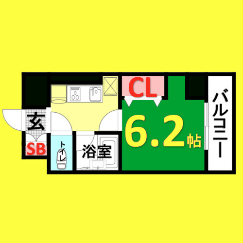 フィール大須　名古屋市賃貸　仲介手数料無料の間取り