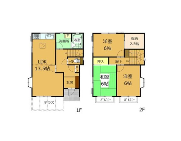 太田市龍舞町　中古住宅の間取り|3LDK　全居室6帖以上　2面採光
