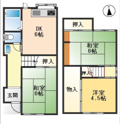 吹田市竹谷町　中古戸建の間取り