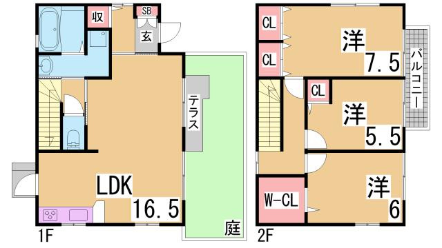 神戸市須磨区多井畑南町の一戸建ての間取り