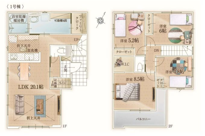 仲介手数料無料　ケイアイリガーレ所沢市狭山ヶ丘9期・新築全1棟の間取り