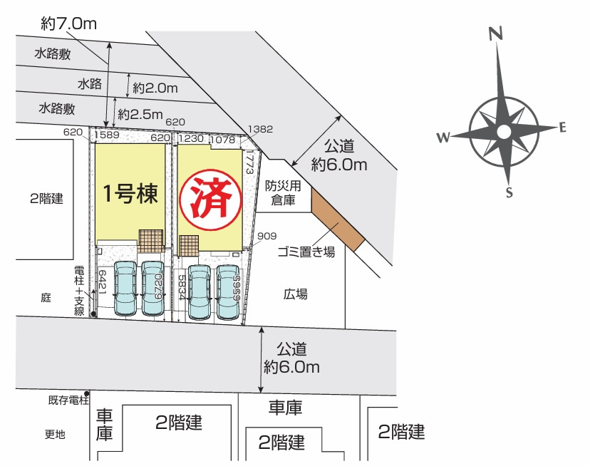 仲介手数料無料　狭山市東三ツ木　新築戸建　全２棟の区画図