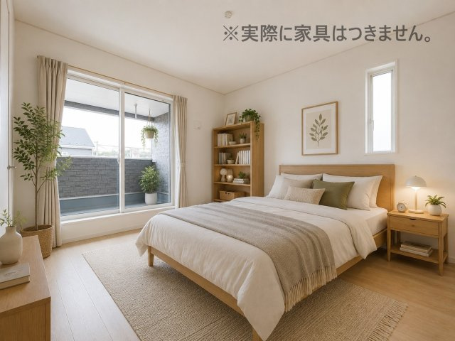 新築戸建・新築建売　郡山市安積町笹川第7　永盛小・安積中の洋室|画像はバーチャルホームステージングの加工による演出で、実際の家具は付きません。
