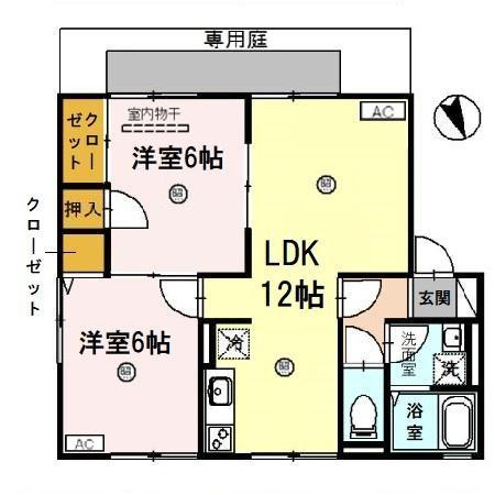 サニーハイツ田寺　A棟の間取り